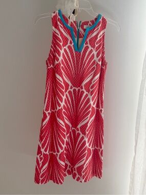 crown & ivy Pink Shell-Pattern Mini Dress with Turquoise Trim